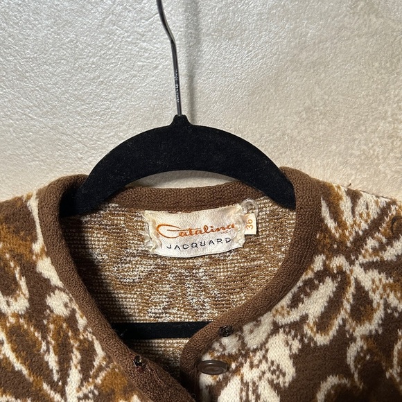 Vintage Catalina Jacquard Knit Cardigan sz 36 - Picture 2 of 7